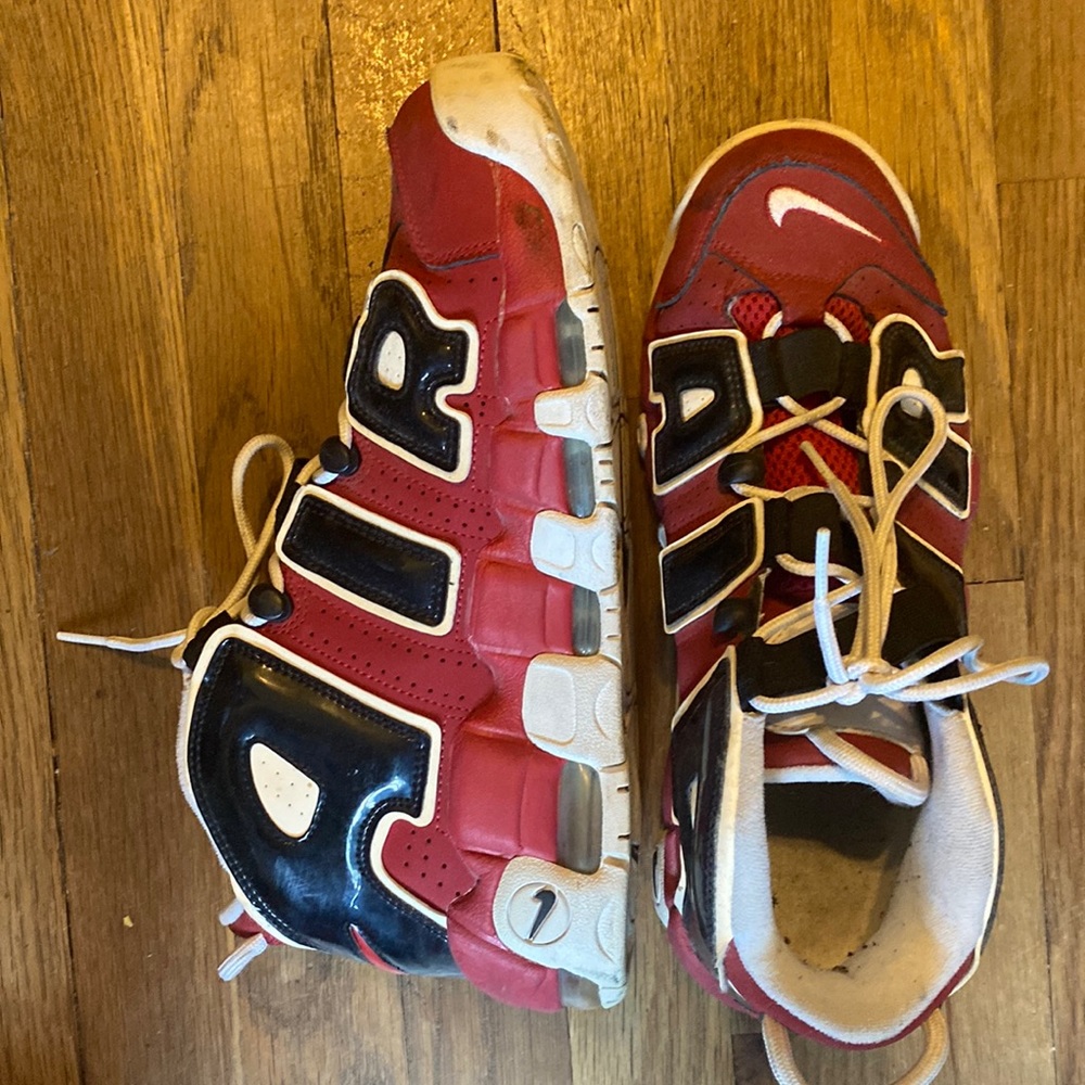 Mens Nike air uptempo red on black bulls . 8/10 worn